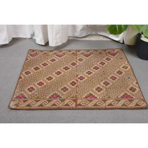 พรมขนสัตว์ตุรกีสีเบจ1.8 x 2.3ft คลาสสิกดีไซน์แบบเย็บปะติดปะต่อกันสำหรับเข้าห้องนั่งเล่นห้องนอนห้องโถงรูปสี่เหลี่ยมผืนผ้าทำจากน้ำยาง - Product Image 3