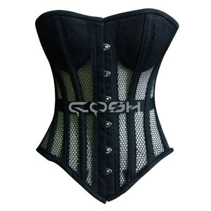 Corset de maintien de la taille gothique en maille avec baleines en acier et anneaux en D - Product Image 6