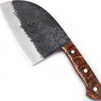 Couteau de boucher forgé de qualité supérieure 6-7,9 pouces en acier à haute teneur en carbone, hachoir serbe avec manche en bois, écologique, compatible lave-vaisselle, pour la cuisine