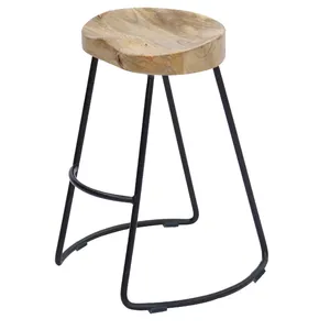 Taburetes de bar de asiento de madera de diseño moderno para el hogar y la cocina Barra de metal elegante para sentarse MOQ bajo para uso en la sala de estar al por mayor - Product Image 4
