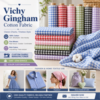 Tissu imprimé personnalisé à motif quadrillé Vichy, impression numérique OEM ODM, plusieurs bases pour robes, foulards, sacs, textiles de maison, faible MOQ