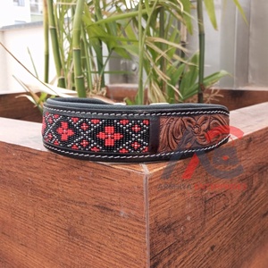 ปลอกคอสุนัขหนังแท้สำหรับสุนัขและลูกสุนัขของ100% แบบตะวันตกที่ประดับด้วยลูกปัดปลอกคอสเตนเลสกันสนิม - Product Image 5