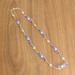 Collier en argent sterling 925 avec améthyste naturelle et CZ violet tour de cou bijoux en pierres précieuses ensemble à la mode pour elle - Product Image 4