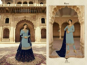 Anniversaire de mariage spécial haute qualité broderie Georgette tissu trois pièces Salwar Kameez avec Dupatta à un taux raisonnable - Product Image 3