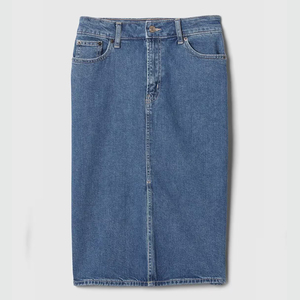 กระโปรงผ้ายีนส์เอวสูงสำหรับผู้หญิงกระโปรงยาวผ่าข้างกระโปรงผ้าเดนิมผู้หญิงกระโปรงทรงตรง100% บริการ2025 - Product Image 4
