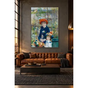 Fida Renoir Deux sœurs sur la terrasse (chapeau rouge) Impression sur toile - Product Image 5