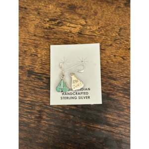 Vaelda Nastacio Kingman Turquoise <b>Sterling</b> <b>Silver</b> Inlay <b>Dangle</b> Heart Drop <b>Earrings</b> - Product Image 6