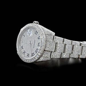 Nueva llegada Iced out Lab Grown Diamond Reloj de cuarzo analógico Reloj inteligente de acero inoxidable blanco completo - Product Image 3