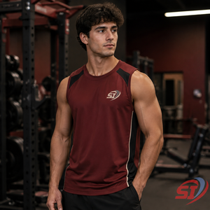 Custom Deep Armhole <b>Mens</b> <b>Gym</b> Tank Top Breathable Eco-Friendly Quick Dry Cotton/Polyester Muscle Training <b>Vest</b> - Product Image 5