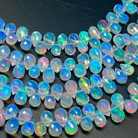 Collier de perles d'opale de feu éthiopienne AA, facettées, en forme de goutte, taille poire, 4x5mm, avec pierres en forme de goutte, évaluation tierce partie Mehrajudin Gems