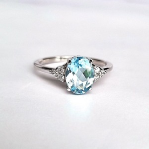 Anillo de Compromiso Vintage de Plata de Ley Chapado en Oro de 18K con Topacio Azul Cielo, Engaste de Garras, para Aniversario - Product Image 3