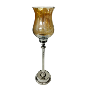 Fait à la main grand design unique hôtel décoration table en aluminium verre ouragan couleur argent style moderne pour mariage - Product Image 5