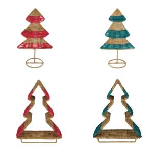 Ratán natural y algas marinas de temporada árbol de pino de Navidad hecho a mano decoración de vacaciones rústico Eco accesorios para el hogar - Product Image 1