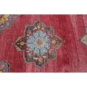 Alfombra de lana roja de retazos Vintage, alfombra de sala de estar de tejido plano turco de 4,9x10,8 pies con respaldo de látex - Product Image 5