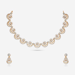 Wedding <b>Bridal</b> <b>Jewelry</b> <b>Set</b> Rhodium Plated Diamond Necklace for Women's Gift - Product Image 1
