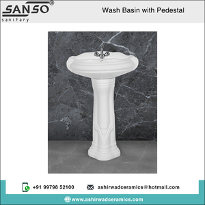 Lavabo de mano de cerámica blanca con forma ovalada y acabado brillante clásico de alta calidad estándar Pedestal Baños de mercado con descuento - Product Image 2