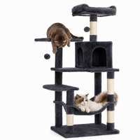 Tour d'escalade pour chat contemporaine, durable et écologique, avec perchoir nuage, centre de jeu, poteaux en sisal, condo confortable, balles jouets, pour usage intérieur, en carton