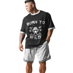 Футболки оверсайз с подходящими шортами на заказ, футболки из 100% хлопка, Утяжеленные хлопчатобумажные винтажные футболки большого размера