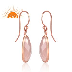 Pendientes colgantes de piedras preciosas de Calcedonia Rosa chapados en oro rosa de plata de ley de nuevo diseño, joyería para mujer, regalo para ella - Product Image 2