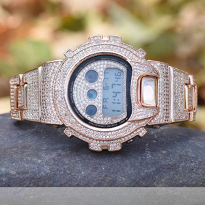 925 Sterling Silver Analogique Alarme Acrylique Glacé Montre Lunette Cas VVS Moissanite Hip Hop Bijoux De Luxe pour Hommes et Femmes - Product Image 3