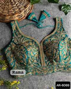 Ropa de boda para mujer, ropa de Sari de trabajo con perlas, diseñador indio, última colección, blusa pesada confeccionada para ropa de boda - Product Image 4