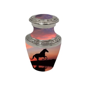 Handmade Design Exclusive High Quality Aluminum Adult <b>Urn</b> With Girl Running in the <b>Garden</b> Theme Printed - Product Image 3