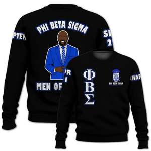 Phi Beta Sigma 1914 Suéter de fraternidad Acrílico Punto Chenille Letras Azul Blanco Sigma Beta Suéter de ropa griega - Product Image 2