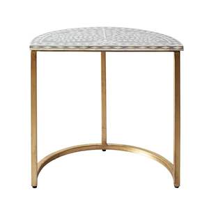 Mesa de centro con incrustaciones de hueso para uso doméstico con soporte de hierro decorativo, mesa decorativa moderna hecha a mano para sala de estar, dormitorio, espacios de salón - Product Image 3