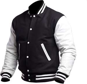 Veste de baseball personnalisée pour hommes en peau de vache manches en cuir veste universitaire décontractée à col montant double boutonnage logo brodé - Product Image 5