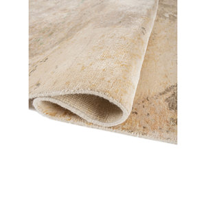 Tapis en laine et soie noués à la main Entropy Ivory, coton biologique, motif abstrait puzzle, pour la maison, le salon, le couloir, tapis polyvalent en jute - Product Image 2