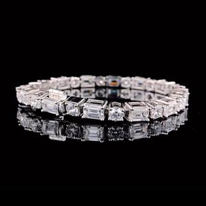 Pulsera de Diamantes Cultivados en Laboratorio con Corte Esmeralda Brillante, Oro Blanco de 9K, Certificación IGI, Unisex, Regalo de Lujo para Ocasiones Especiales - Product Image 1