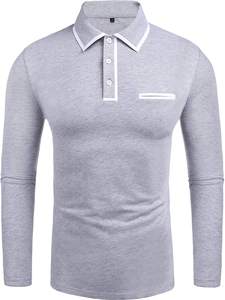 เสื้อโปโลแขนยาวลำลองคลาสสิกสีบล็อกสีเสื้อโปโลเสื้อโปโลสำหรับฤดูใบไม้ร่วง - Product Image 5