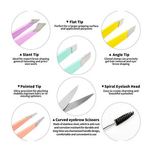 Ensemble de ciseaux à sourcils inclinés de haute qualité avec pointe dorée et mécanisme à ressort incurvé pour une épilation précise - Product Image 4