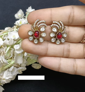 Trendy Handmade Fashion <b>Earrings</b> In Ethnic Indian Style With <b>Beautiful</b> Gold Look And Stone Embellishments From India - Product Image 1