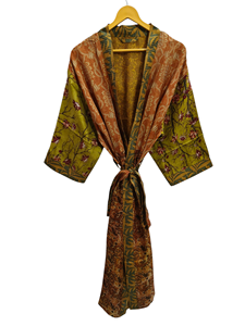 Robe portefeuille indienne tunique sari robe robe de mariée robe de maternité robe cadeau robe de plage fête porter indien imprimé soie sari kimono, - Product Image 2