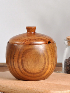 Elegante y Moderna Caja de Madera de Lujo para Condimentos, Azucarero, Recipiente para Sal con Tapa de Madera y Cuchara - Product Image 3