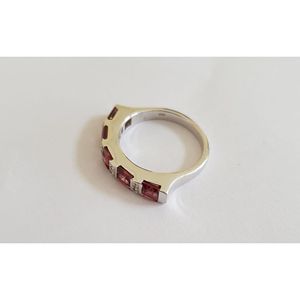 Women's Handmade 925 Sterling <b>Silver</b> <b>Ring</b> with Natural <b>Garnet</b> White Topaz Princess Cut Diamond Fine Jewelry for Everyday Wear - Product Image 3