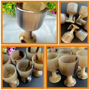 Haute qualité personnalisé fabriqué à la main sculpté en verre de corne naturelle classique pour la maison Restaurant inspiré Inde en gros pour le vin - Product Image 3