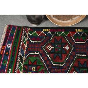 Alfombra turca étnica de área grande de 3,4x4,8 pies, alfombra roja de lana verde para sala de estar, Alfombra de látex para habitación nueva, pasillo de retazos rectangulares - Product Image 3