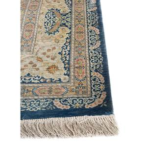 Alfombra de Seda Azul Gulmarg Anudada a Mano Pae-5305 con Patrón de Medallón para Uso Doméstico - Product Image 4