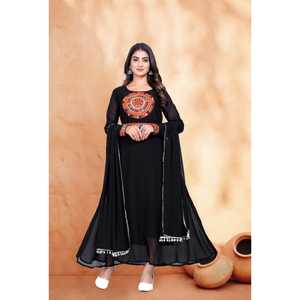 Nuevo Vestido Festivo con Dupatta, Tela Georgette, Bordado, Borde de Encaje Kodi, Estilo Casual para Fiesta, Reversible - Product Image 1