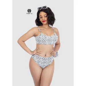 WOMEN TRIANGLE BIKINI SMOCKED 2 PIECES LEOPARD PRINT SWIMWEAR - MD 56 Women Swimwear high quality