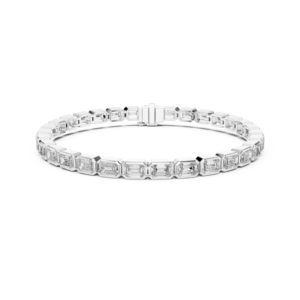 Emerald Cut Moissanite Bezel Set Tennis <b>Bracelet</b> 925 Sterling <b>Silver</b> Rhodium Plated Handmade Fine Jewelry GRA Certified Luxury - Product Image 5