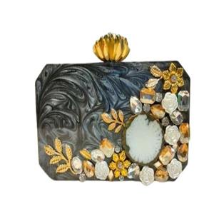 fashionable Women's Handheld Resin Clutch <b>Purse</b> Elegant Diamond Decoration Zipper Open Closure for Weddings Parties Party Gifts - Product Image 6