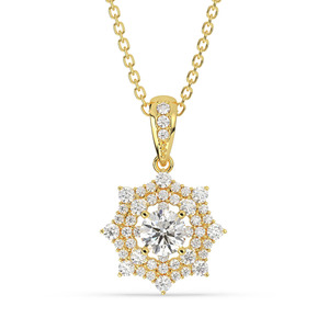 Venta al por mayor 10K chapado en oro de plata fina sol colgante collar diamante circón estilo Vintage para mujeres ocasiones de fiesta y regalos - Product Image 1