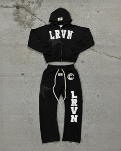 Sudadera Yingling de Doble Capa de Algodón de 500 Gsm, Bordada, Estilo Holgado, Lavada al Ácido, Pantalones Deportivos Extra Grandes, Sudadera Corta con Capucha - Product Image 1