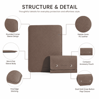 Ensemble de housses pour ordinateur portable en cuir PU personnalisé avec bouton-pression, pochette de protection moderne pour voyage