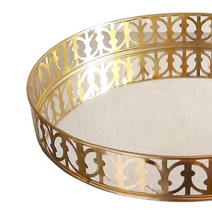 Wholesale Custom Modern Gold Plated Round <b>Mirror</b> <b>Tray</b> Set <b>with</b> Small Floral Design-for Jewellery - Product Image 2