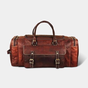 Bolsa de Lona de Cuero Auténtico para Hombre y Mujer, Bolso de Viaje Deportivo de Moda con Cierre de Cremallera de Poeta, Vintage, Marrón - Product Image 1