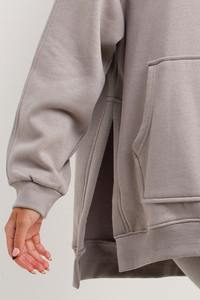 เสื้อฮู้ดและเสื้อสเวตเตอร์มีฮู้ดสำหรับผู้หญิงเสื้อฮู้ดปักลายรูปนกพิราบสีเทาสีเรียบๆสไตล์ฮิปฮอปโอเวอร์ไซส์สำหรับผู้หญิง - Product Image 4